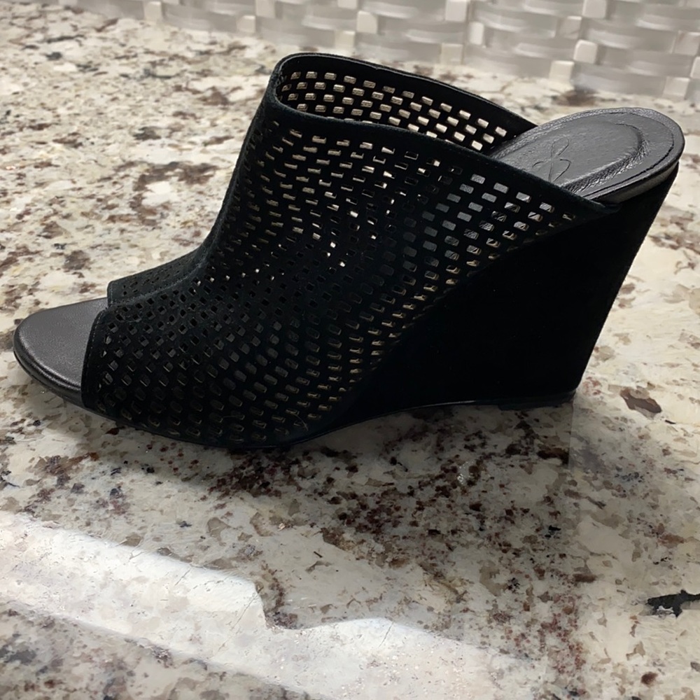 Joie black open toe wedges